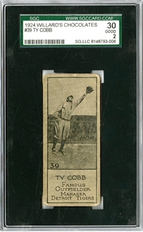 1924 V122 Willards Chocolates #39 Ty Cobb - SGC 30 GD 2